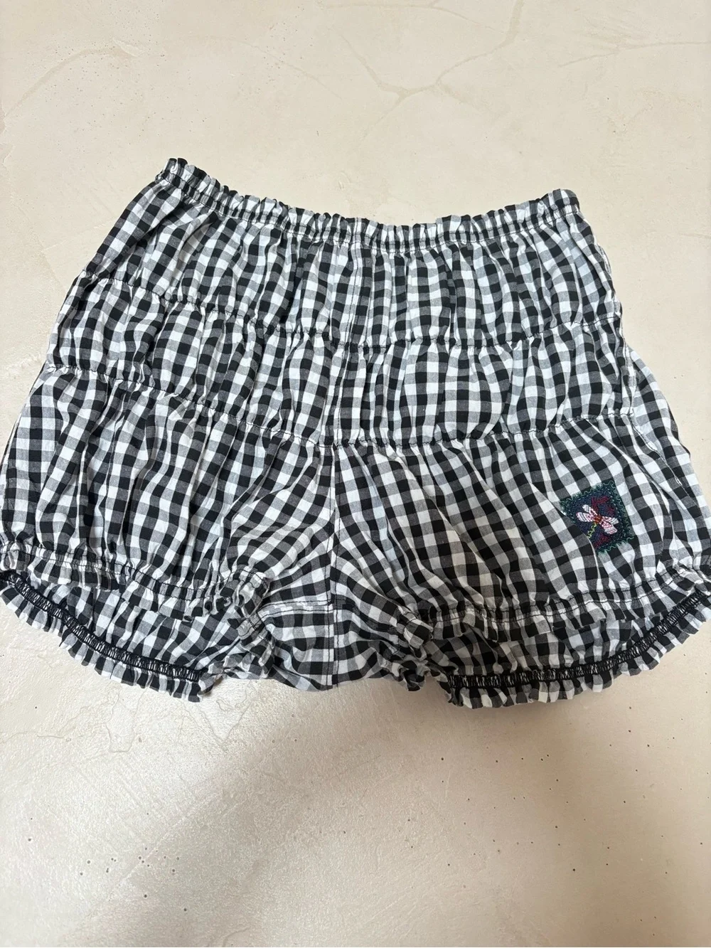 Free People Black and White Gingham Shorts